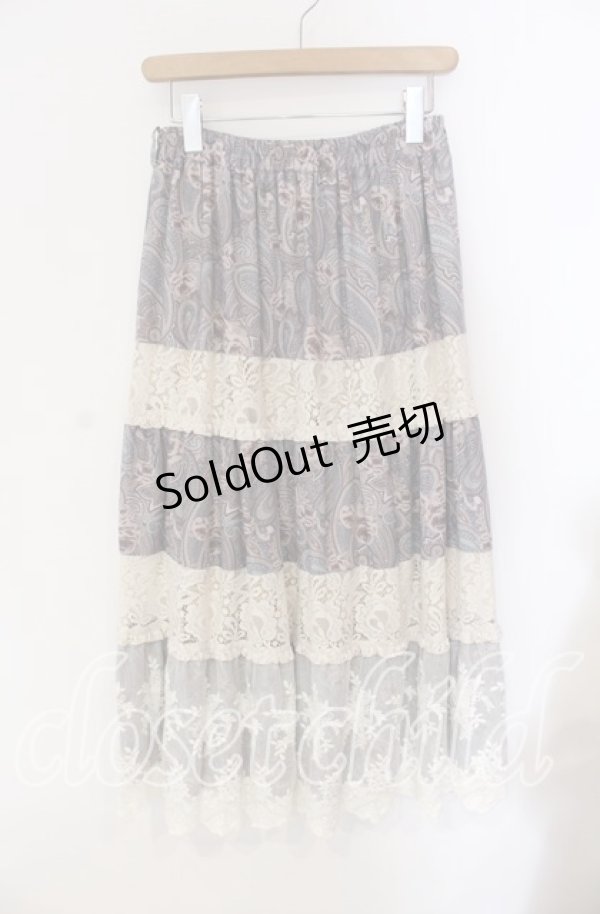 画像1: axes femme / ペイズリー×花柄ロングスカート  ベージュ O-25-09-09-051-AX-SK-IG-OS (1)