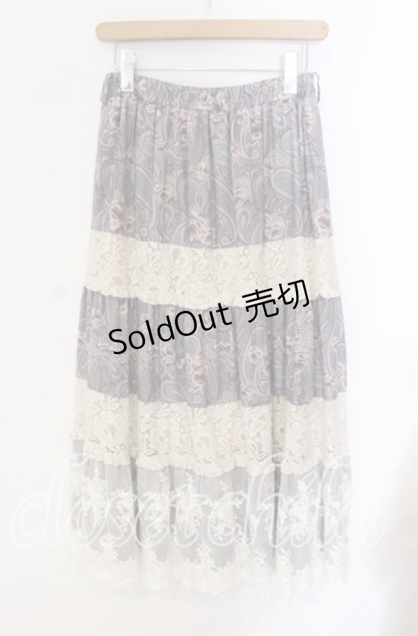 画像3: axes femme / ペイズリー×花柄ロングスカート  ベージュ O-25-09-09-051-AX-SK-IG-OS (3)