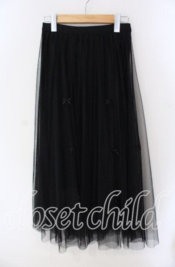 画像1: axes femme POETIQUE / ベロア×チュールリボンリバーシブルスカート  クロ O-25-09-09-053-AX-SK-IG-OS (1)