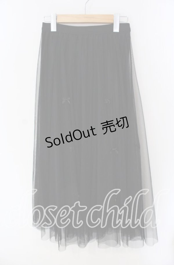 画像1: axes femme POETIQUE / ベロア×チュールリボンリバーシブルスカート  クロ O-25-09-09-053-AX-SK-IG-OS (1)