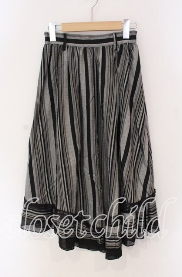 画像1: axes femme POETIQUE / ストライプ柄イレヘムスカート  クロ O-25-09-09-056-AX-SK-IG-ZT272 (1)