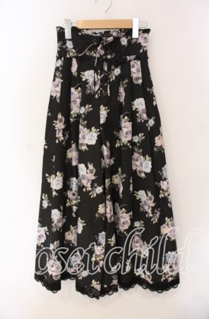 画像: axes femme / レースアップスカウチョ  クロ 花柄 O-25-09-09-065-AX-PA-IG-OS
