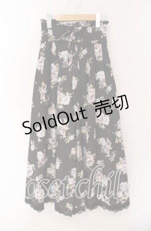 画像: axes femme / レースアップスカウチョ  クロ 花柄 O-25-09-09-065-AX-PA-IG-OS