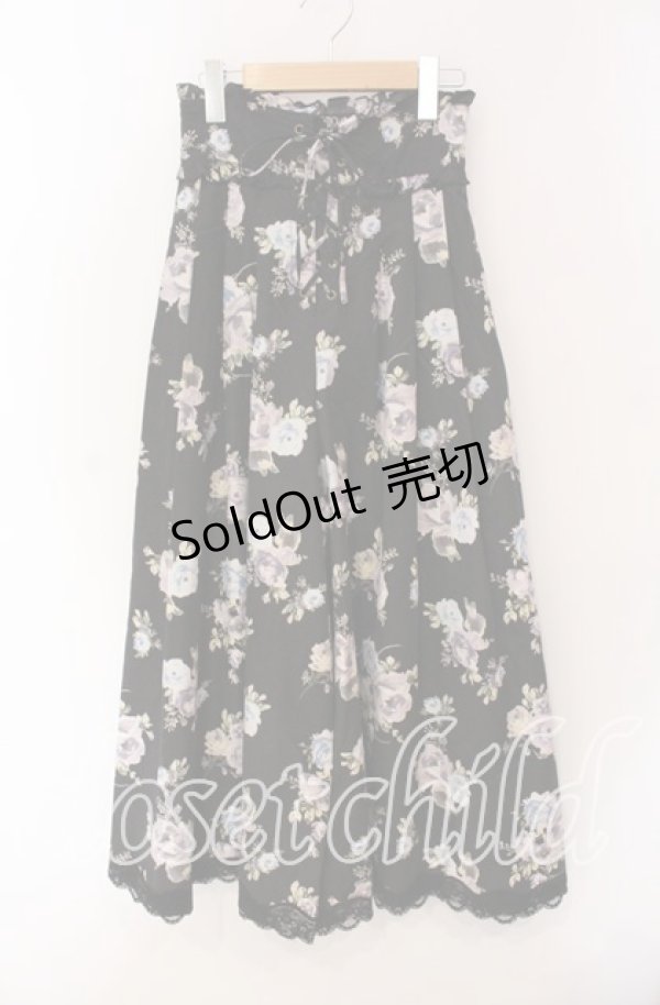 画像1: axes femme / レースアップスカウチョ  クロ 花柄 O-25-09-09-065-AX-PA-IG-OS (1)