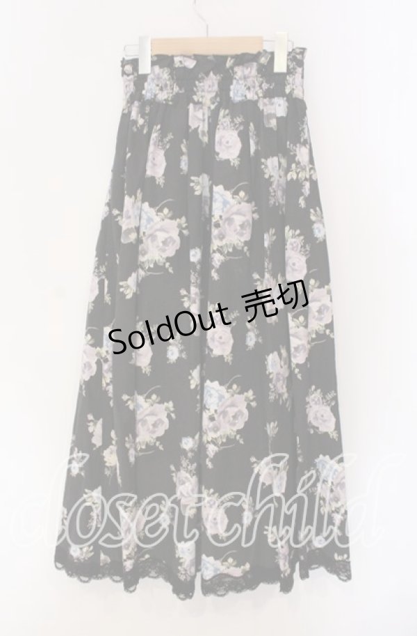 画像3: axes femme / レースアップスカウチョ  クロ 花柄 O-25-09-09-065-AX-PA-IG-OS (3)