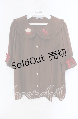 画像: axes femme kawaii / クマパフェ刺繍ブラウス M ブラウン O-25-09-09-068-AX-BL-IG-OS