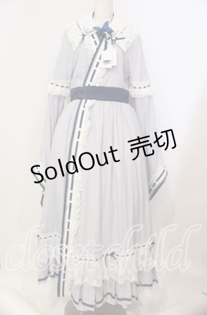 画像: Hoshibako Works / 西行寺幽々子　付け襟付き着物風ワンピース  サックス×シロ O-25-09-09-085-LO-OP-OW-OS