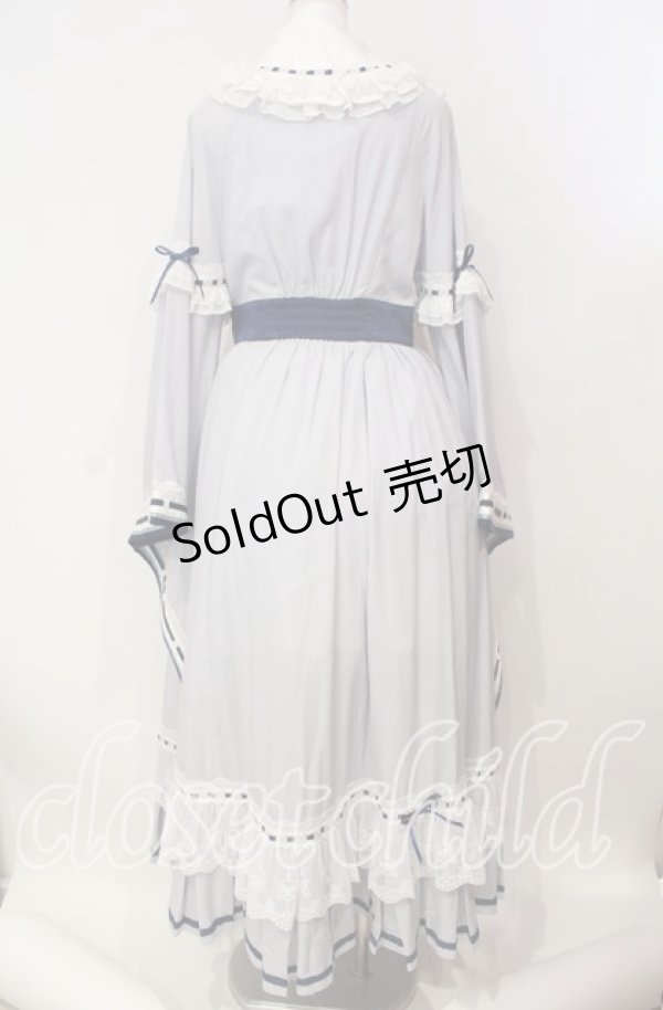 画像6: Hoshibako Works / 西行寺幽々子　付け襟付き着物風ワンピース  サックス×シロ O-25-09-09-085-LO-OP-OW-OS (6)