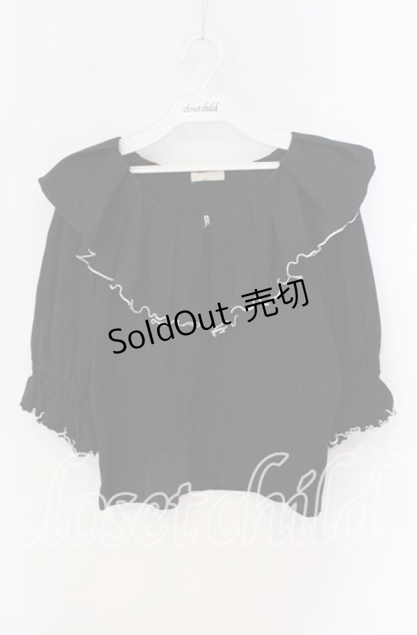 画像1: axes femme / メローフリルカットソー M クロ O-25-09-09-018-AX-TO-IG-OS (1)