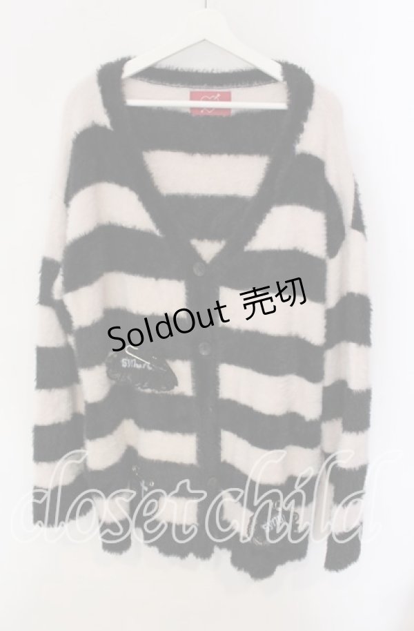 画像1: Jamie エーエヌケー / ボーダーフェザーカーデ  クロ×ピンク O-25-09-09-002-LO-TO-IG-OS (1)