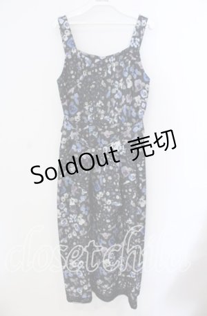 画像: axes femme / パッチワークパンジー柄ジャンパースカート  クロ O-25-09-09-025-AX-OP-IG-OS