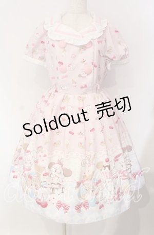 画像: axes femme kawaii / mikko illustration × axes femme KAWAII ダイナーカフェワンピース  ピンク O-25-09-11-003-AX-OP-IG-OS
