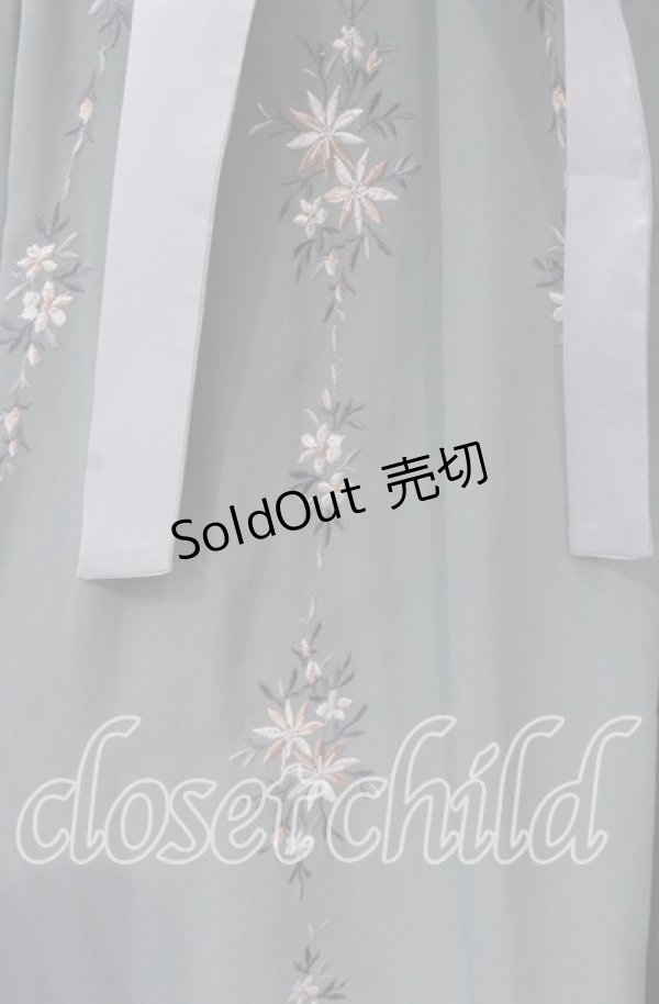 画像2: axes femme / フラワー刺繍イレヘムスカート  グリーン O-25-09-11-030-AX-SK-IG-OS (2)