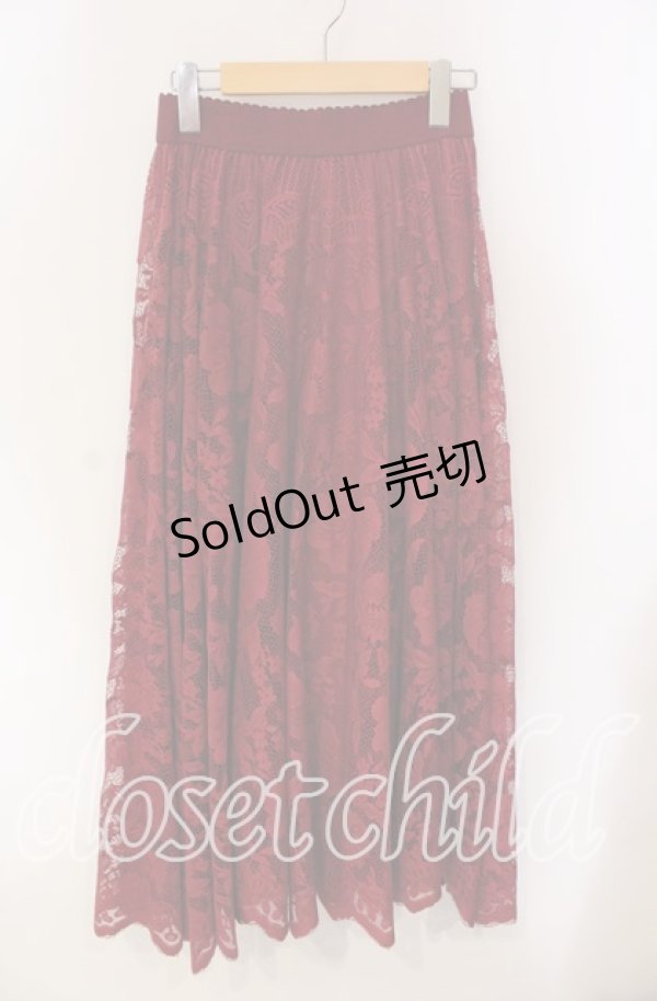 画像1: axes femme / レースサーキュラースカート  ワイン O-25-09-11-033-AX-SK-IG-OS (1)