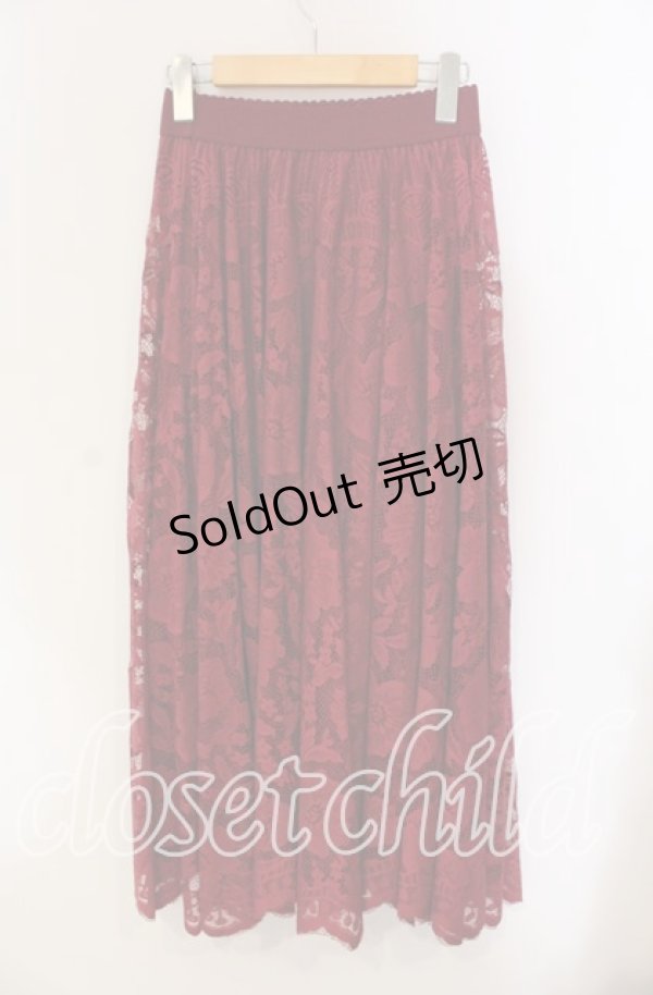 画像2: axes femme / レースサーキュラースカート  ワイン O-25-09-11-033-AX-SK-IG-OS (2)