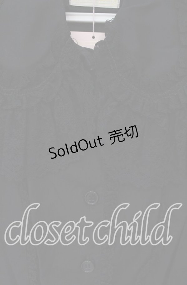 画像2: metamorphose / 五分丈後ろ編上げブラウス  クロ O-25-09-11-039-ME-BL-OW-OS (2)