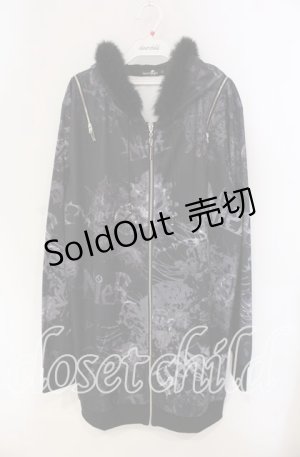 画像: NieR Clothing / ファー付きショルダーZIPロングパーカー F ブラック O-25-09-11-048-PU-TO-YM-OS