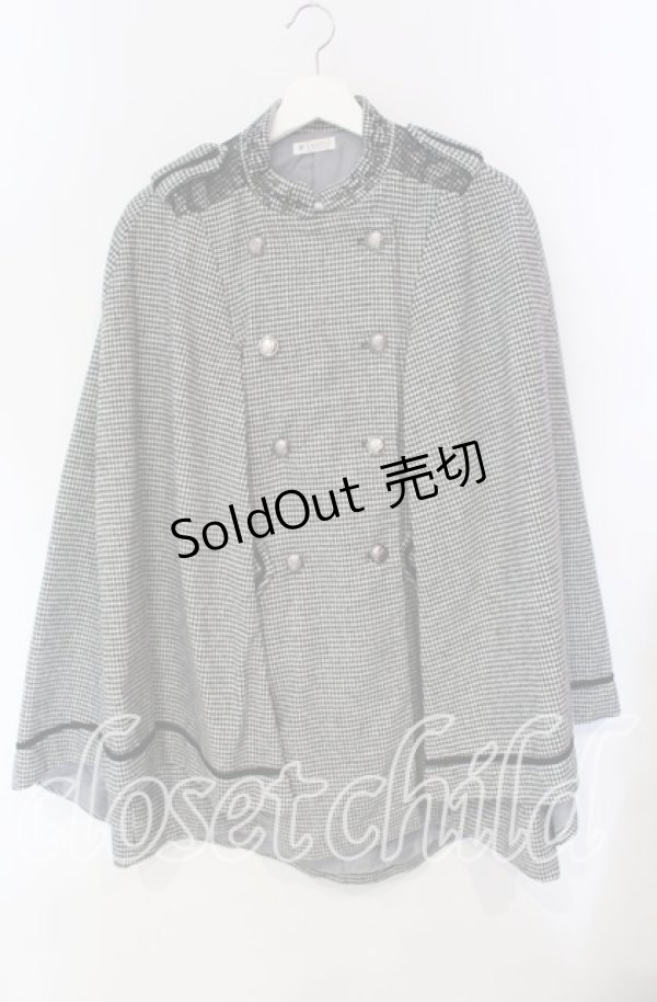 画像1: axes femme / ダブルボタンケープコート  クロ×シロ O-25-09-11-054-AX-CO-IG-OS (1)