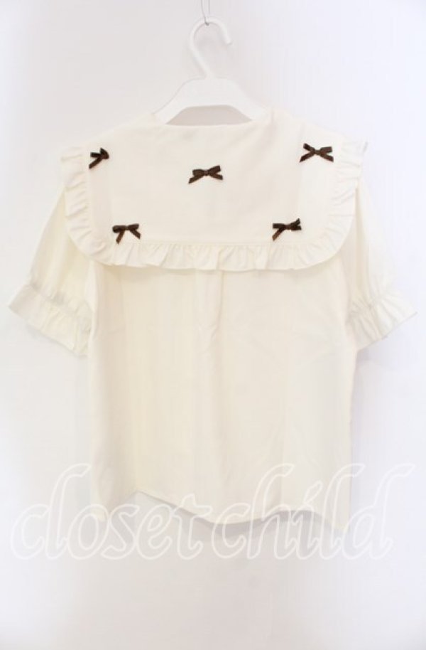 画像3: axes femme POETIQUE / プチリボンビッグ襟ブラウス  オフ O-25-09-11-055-AX-BL-IG-ZT082 (3)