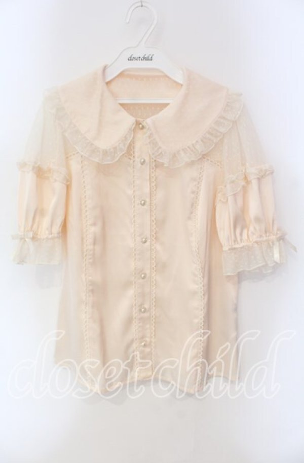 画像1: axes femme kawaii / チュール切り替えパフ袖ブラウス  生成り O-25-09-11-056-AX-BL-IG-ZT040 (1)