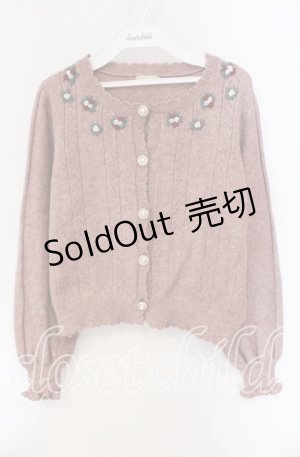 画像: axes femme / モチーフローズカーディガン  ピンク O-25-09-11-066-AX-TO-IG-OS