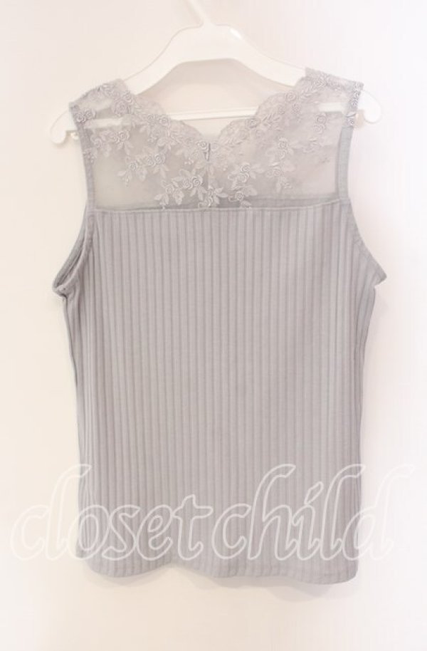 画像3: axes femme / 繊細レースタンクトップ  ライトグレー O-25-09-11-082-AX-TO-IG-ZT359 (3)