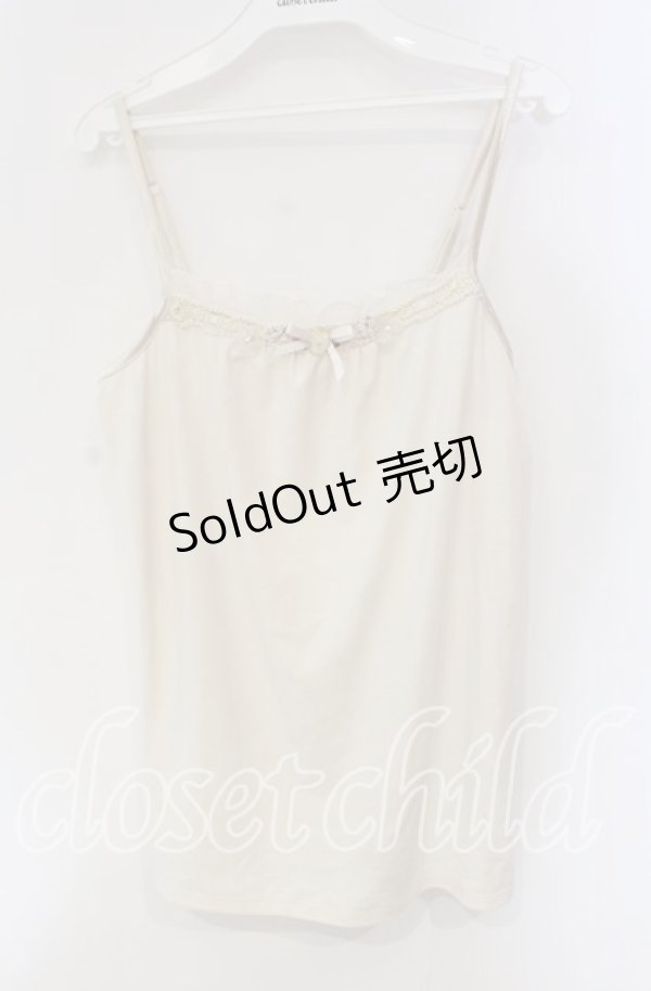 画像1: axes femme / フラワーモチーフキャミソール  生成り O-25-09-11-083-AX-TO-IG-OS (1)