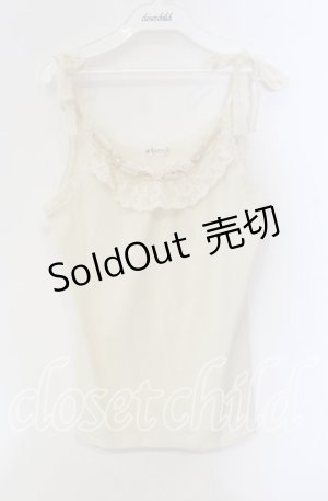 画像: axes femme / 肩リボンレースタンク  アイボリー O-25-09-11-084-AX-TO-IG-OS