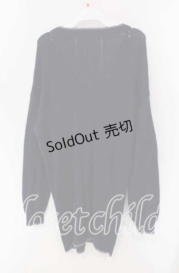 画像3: axes femme / 花刺繍ロングニットカーデ  ネイビー O-25-09-11-086-AX-TO-IG-OS (3)