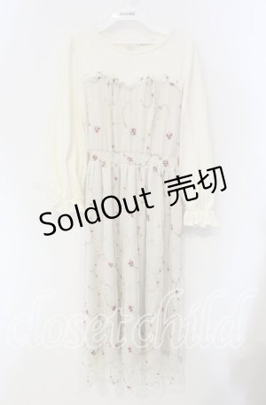 画像: axes femme POETIQUE / チュール切替花柄ワンピース  アイボリー O-25-09-11-090-AX-OP-IG-ZT263