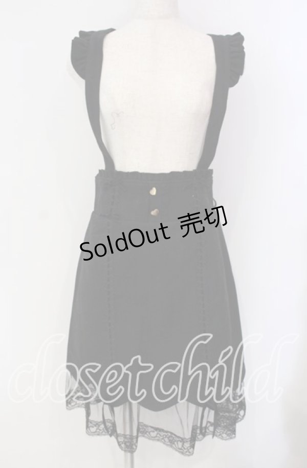 画像1: LIZ LISA / サスペンダー付はしごリボンスカート  クロ O-25-09-11-016-LO-SK-IG-OS (1)