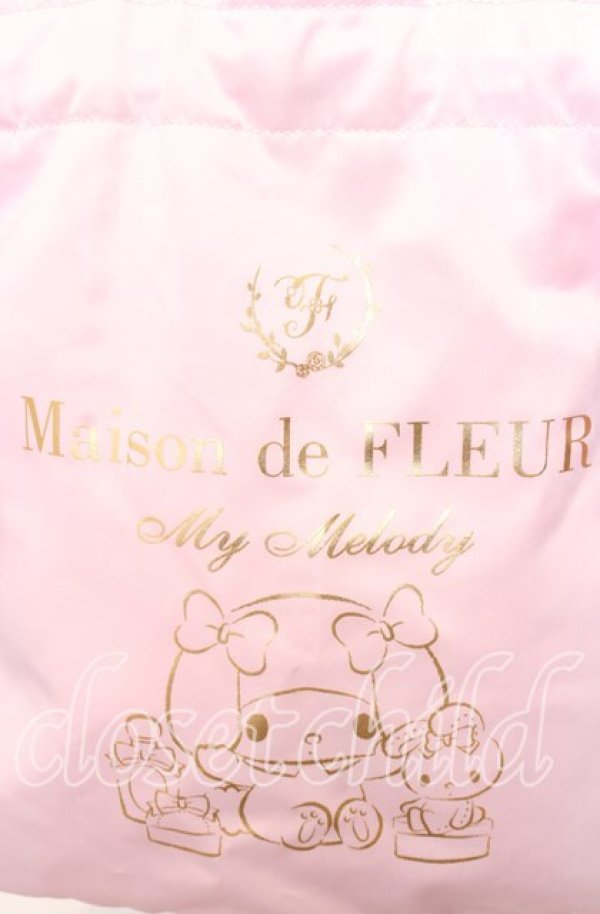 画像2: Maison de FLEUR / ダブルリボントートバッグ/マイメロディ  ピンク O-25-09-12-031-LO-BG-IG-OS (2)