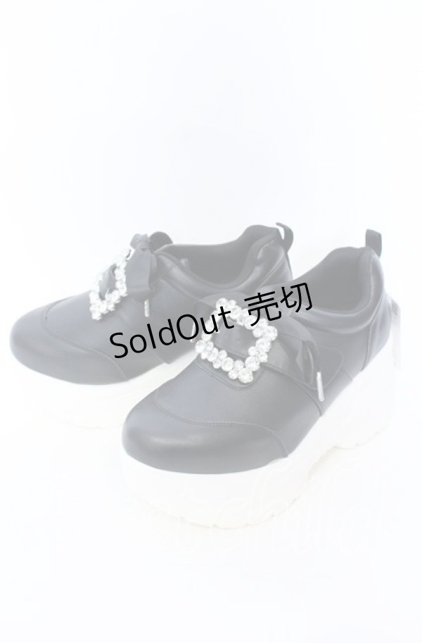 画像2: axes femme POETIQUE / ビジューバックルスニーカー L クロ×シロ O-25-09-12-003-AX-SH-IG-OS (2)