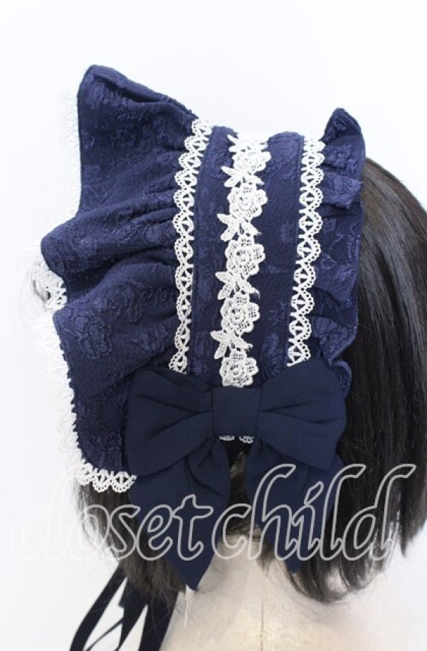 画像2: axes femme kawaii / メアリーハーフボンネット  ネイビー O-25-09-12-037-AX-AC-IG-OS (2)