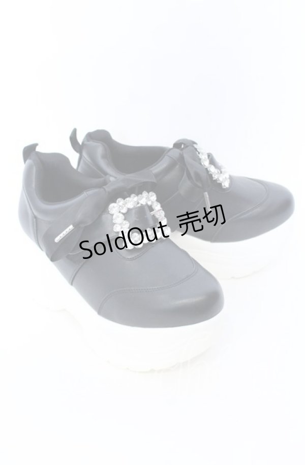 画像4: axes femme POETIQUE / ビジューバックルスニーカー L クロ×シロ O-25-09-12-003-AX-SH-IG-OS (4)