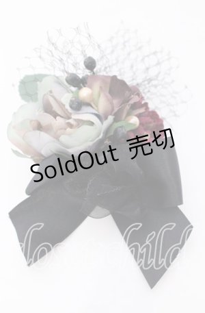 画像: 【SALE】Anges et Demons / コサージュリボンクリップブローチ  クロ×アオ×ワイン O-25-09-12-052-GO-AC-OW-ZT485-F002