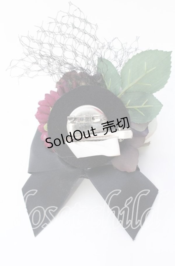 画像2: 【SALE】Anges et Demons / コサージュリボンクリップブローチ  クロ×アオ×ワイン O-25-09-12-052-GO-AC-OW-ZT485-F002 (2)