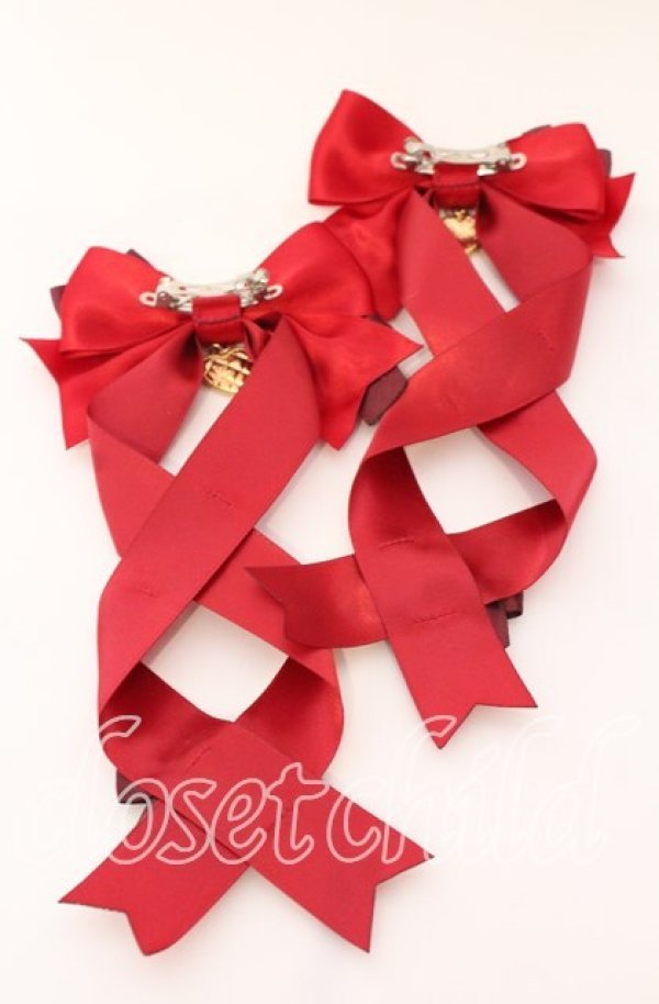 画像3: LOTUS ribbon / ツインリボンバレッタ  アカリボン×ゴールドチャーム O-25-09-12-057-EL-AC-OW-OS (3)