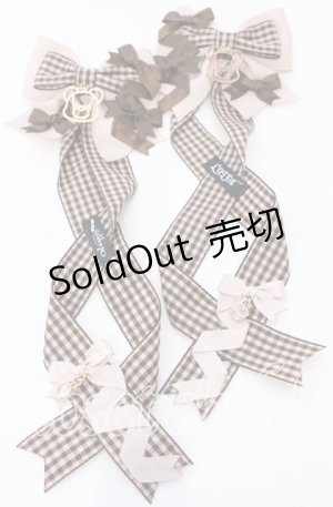 画像: LOTUS ribbon / ツインリボンバレッタ  ブラウン×くまモチーフ O-25-09-12-062-EL-AC-OW-ZT485-F001