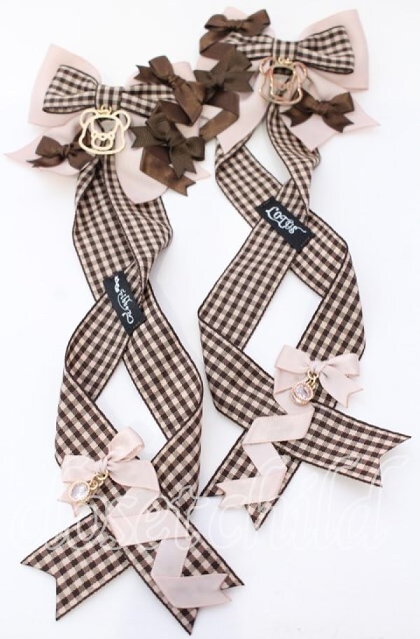画像1: LOTUS ribbon / ツインリボンバレッタ  ブラウン×くまモチーフ O-25-09-12-062-EL-AC-OW-OS (1)
