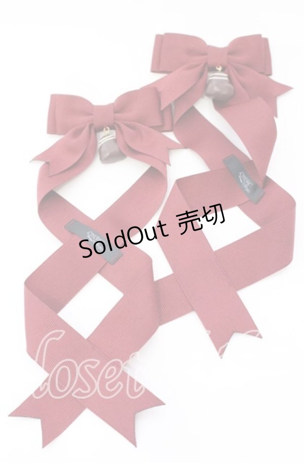 画像1: 【SALE】LOTUS ribbon / ツインリボンバレッタ  ワイン×ハートチョコ O-25-09-12-063-EL-AC-OW-ZT485-F001 (1)