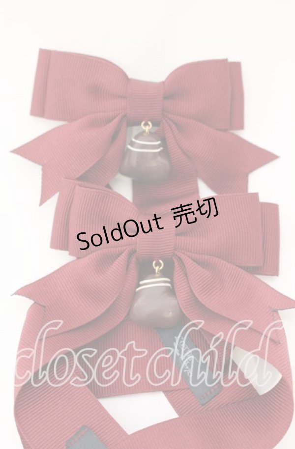 画像2: 【SALE】LOTUS ribbon / ツインリボンバレッタ  ワイン×ハートチョコ O-25-09-12-063-EL-AC-OW-ZT485-F001 (2)