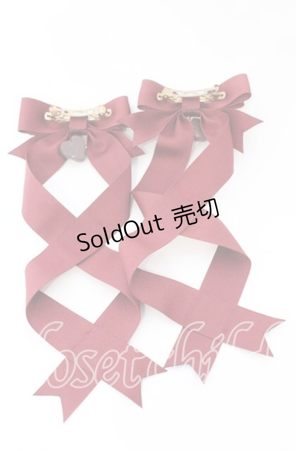 画像3: 【SALE】LOTUS ribbon / ツインリボンバレッタ  ワイン×ハートチョコ O-25-09-12-063-EL-AC-OW-ZT485-F001 (3)