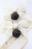 画像2: LOTUS ribbon / ツインリボンバレッタ  アイボリー×ラウンドチョコ O-25-09-12-064-EL-AC-OW-OS (2)
