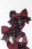 画像2: LOTUS ribbon / ツインリボンバレッタ  ボルドー×花モチーフ O-25-09-12-066-EL-AC-OW-OS (2)