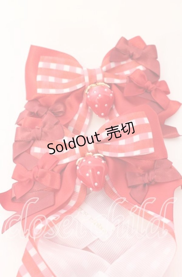 画像2: LOTUS ribbon / ツインリボンクリップ  アカギンガム×イチゴ O-25-09-12-067-EL-AC-OW-ZT485-F001 (2)