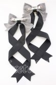 画像3: LOTUS ribbon / ツインリボンバレッタ  クロ×グレーベロア×ロゴモチーフ O-25-09-12-069-EL-AC-OW-OS (3)
