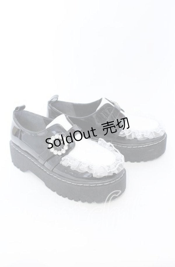 画像2: 【SALE】DearMyLove / 厚底メイドフリルシューズ 23.5cm クロ×シロ O-25-09-12-006-EL-SH-IG-ZT-K001 (2)