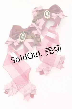 画像: LOTUS ribbon / オーガンジーツインテールリボンバレッタ  ワイン O-25-09-12-013-EL-AC-IG-ZT485-F001