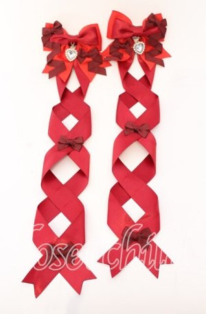 画像: LOTUS ribbon / グログランリボンロングツインテールリボンバレッタ  アカ O-25-09-12-014-EL-AC-IG-OS